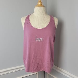 VICTORIA'S SECRET Purple Silver Glitter Love Muscle‎ Racer Back Workout Tank Top